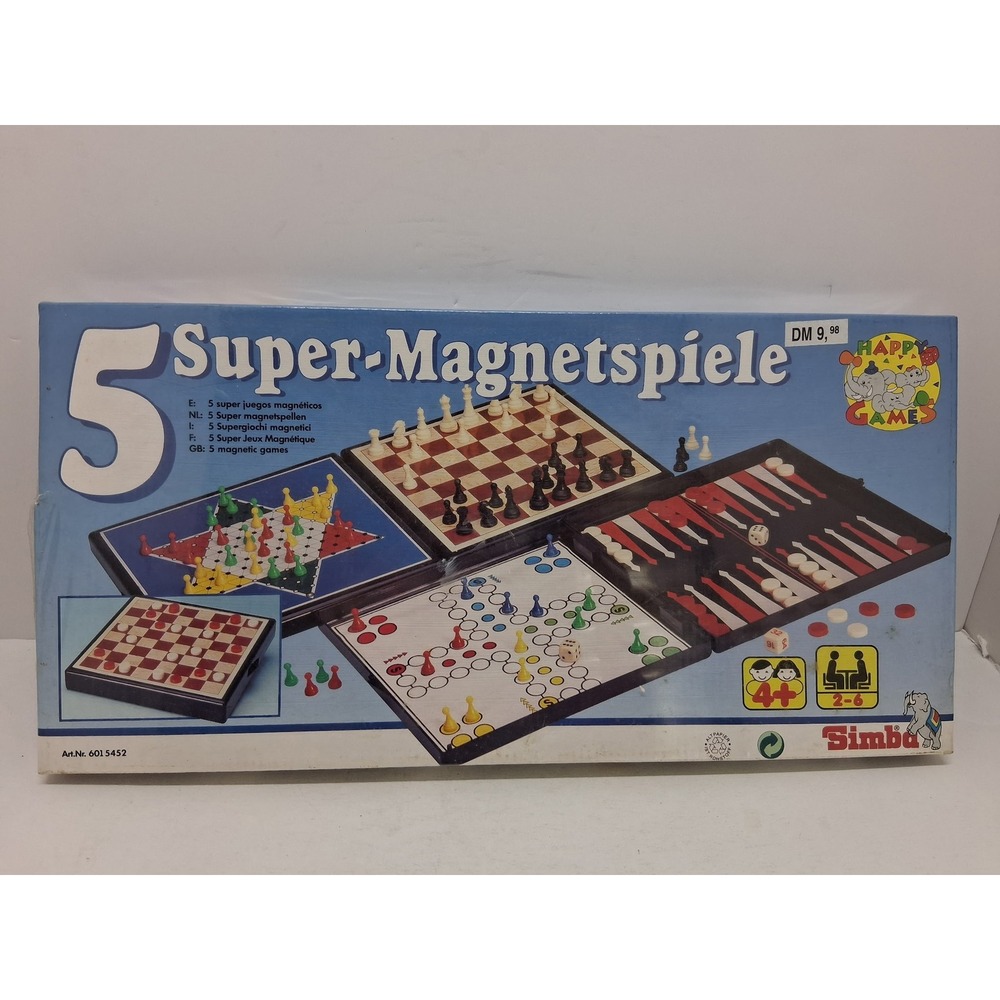 Simba Super-Magnetspiele 5 Magnetic Games Set Chess Backgammon Ludo 601 5452